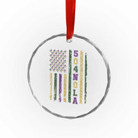 Funny Mardi Gras New Orleans Louisiana Crystal Glass Ornament 504 Nola Area Code Glitter Print American Flag