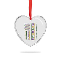 Funny Mardi Gras New Orleans Louisiana Heart Crystal Glass Ornament 504 Nola Area Code Glitter Print American Flag
