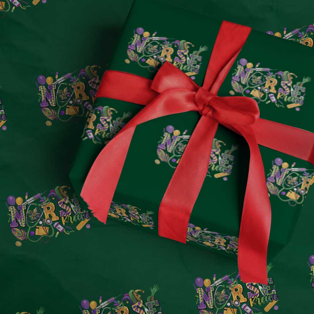 Funny Mardi Gras Nurse Krewe Healthcare Wrapping Paper Roll