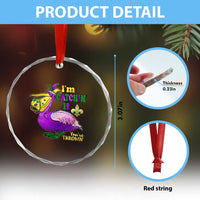 Funny Mardi Gras Pelican Crystal Glass Ornament I'm Catchin' If You're Throwin' Beads Doubloons