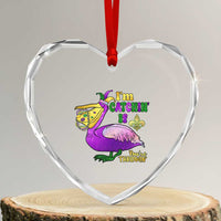 Funny Mardi Gras Pelican Heart Crystal Glass Ornament I'm Catchin' If You're Throwin' Beads Doubloons