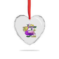 Funny Mardi Gras Pelican Heart Crystal Glass Ornament I'm Catchin' If You're Throwin' Beads Doubloons