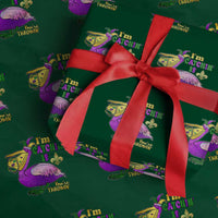 Funny Mardi Gras Pelican Wrapping Paper Roll I'm Catchin' If You're Throwin' Beads Doubloons