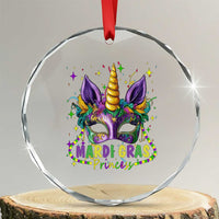 Funny Mardi Gras Princess Crystal Glass Ornament Unicorn Mask Party
