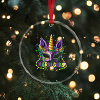 Funny Mardi Gras Princess Crystal Glass Ornament Unicorn Mask Party