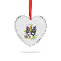 Funny Mardi Gras Princess Heart Crystal Glass Ornament Unicorn Mask Party