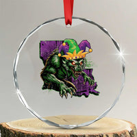 Funny Mardi Gras Rougarou Crystal Glass Ornament Cryptids Of Louisiana Jester Hat