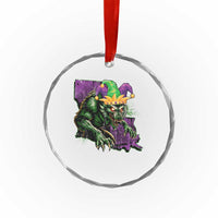 Funny Mardi Gras Rougarou Crystal Glass Ornament Cryptids Of Louisiana Jester Hat