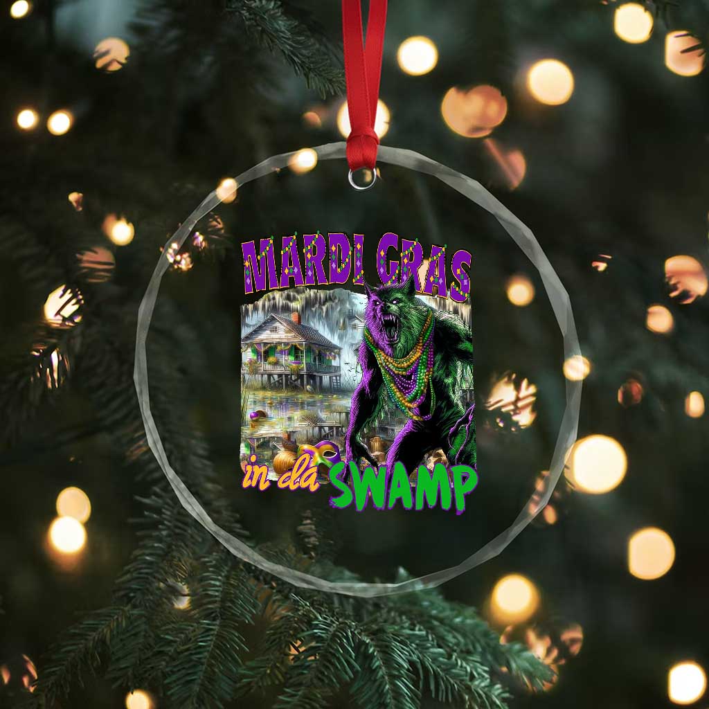 Funny Mardi Gras Rougarou Crystal Glass Ornament Mardi Gras In Da Swamp Cryptids Of Louisiana