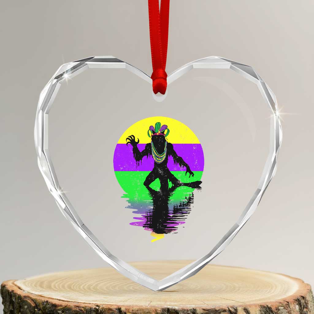 Funny Mardi Gras Rougarou Heart Crystal Glass Ornament Beads Carnival Cryptids Of Louisiana