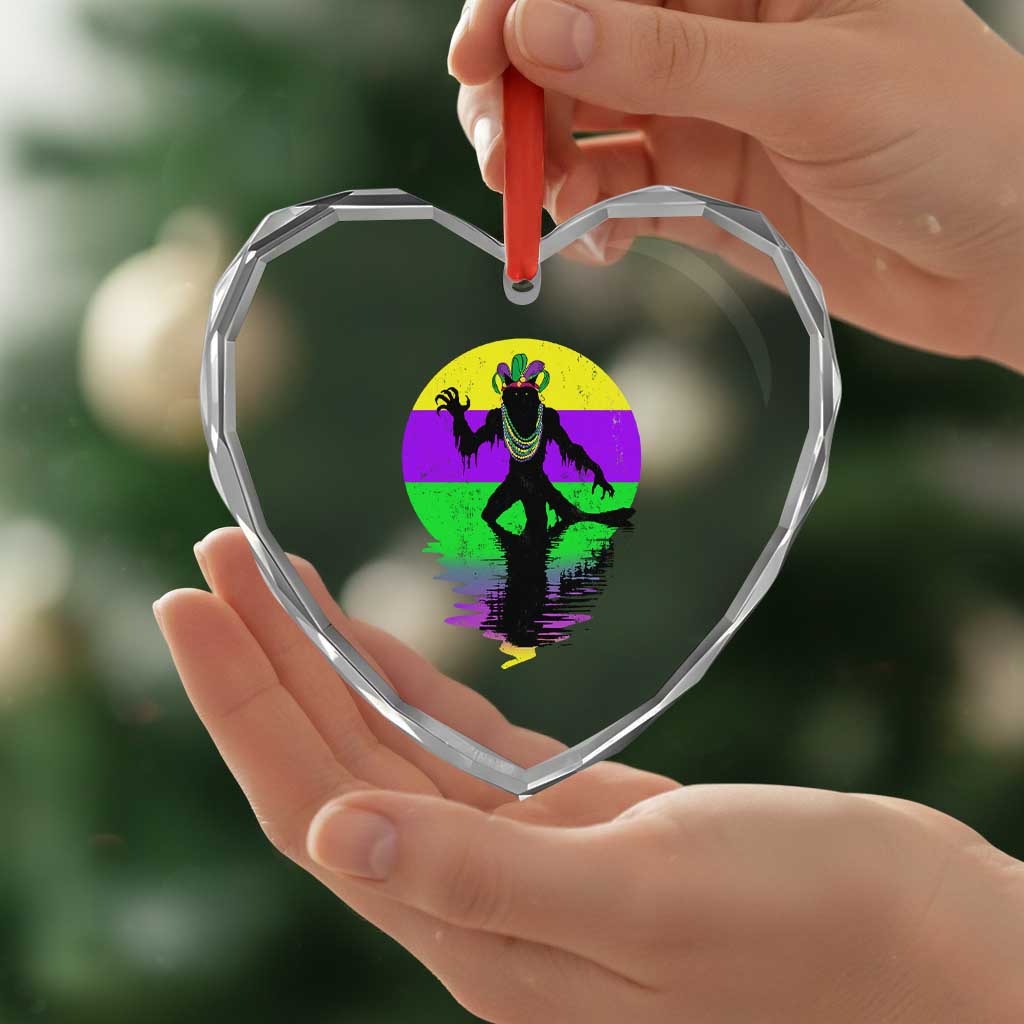 Funny Mardi Gras Rougarou Heart Crystal Glass Ornament Beads Carnival Cryptids Of Louisiana