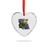 Funny Mardi Gras Rougarou Heart Crystal Glass Ornament Cryptids Of Louisiana Jester Hat