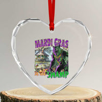 Funny Mardi Gras Rougarou Heart Crystal Glass Ornament Mardi Gras In Da Swamp Cryptids Of Louisiana