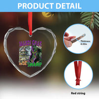 Funny Mardi Gras Rougarou Heart Crystal Glass Ornament Mardi Gras In Da Swamp Cryptids Of Louisiana