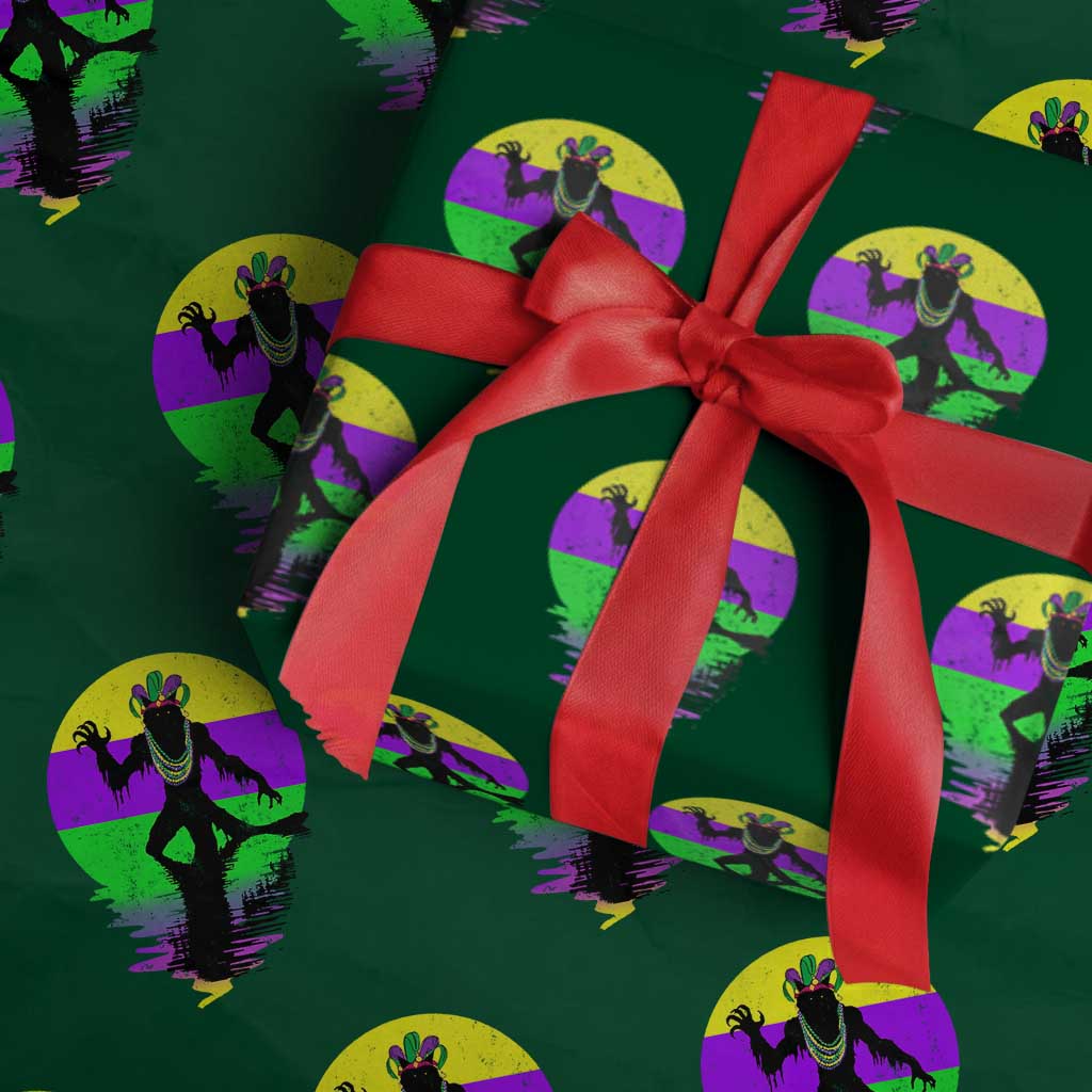 Funny Mardi Gras Rougarou Wrapping Paper Roll Beads Carnival Cryptids Of Louisiana
