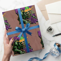 Funny Mardi Gras Rougarou Wrapping Paper Roll Cryptids Of Louisiana Jester Hat