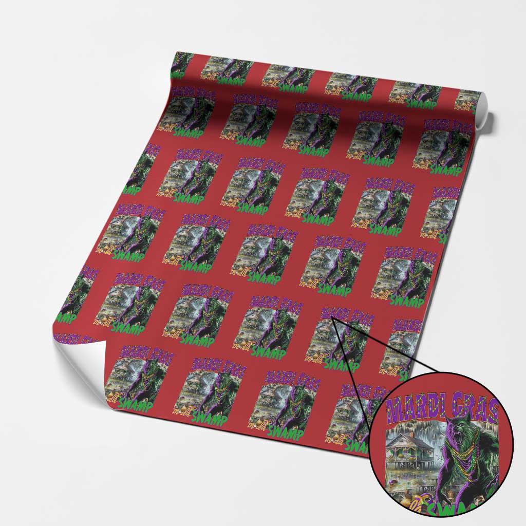 Funny Mardi Gras Rougarou Wrapping Paper Roll Mardi Gras In Da Swamp Cryptids Of Louisiana