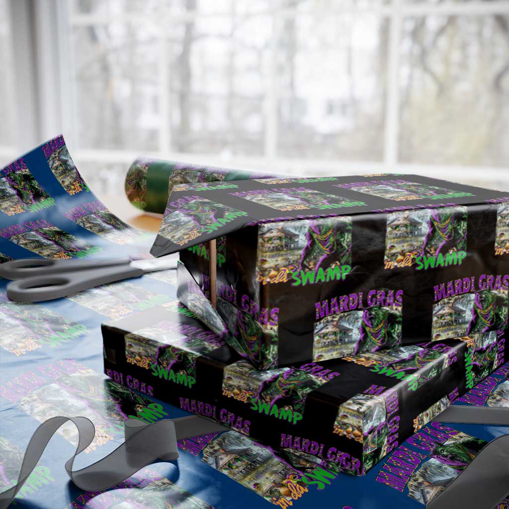 Funny Mardi Gras Rougarou Wrapping Paper Roll Mardi Gras In Da Swamp Cryptids Of Louisiana