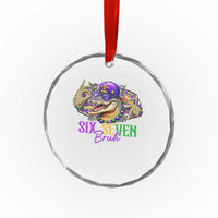 Funny Mardi Gras Six Seven Bruh Crystal Glass Ornament 67 Meme Mardigator Alligator
