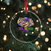 Funny Mardi Gras Six Seven Bruh Crystal Glass Ornament 67 Meme Mardigator Alligator