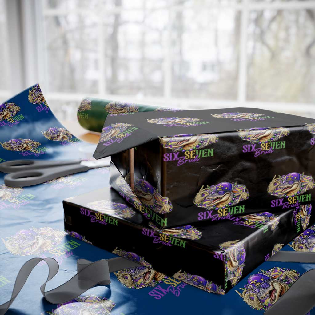 Funny Mardi Gras Six Seven Bruh Wrapping Paper Roll 67 Meme Mardigator Alligator