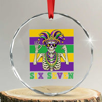 Funny Mardi Gras Skeleton Crystal Glass Ornament Six Seven Meme