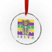 Funny Mardi Gras Skeleton Crystal Glass Ornament Six Seven Meme