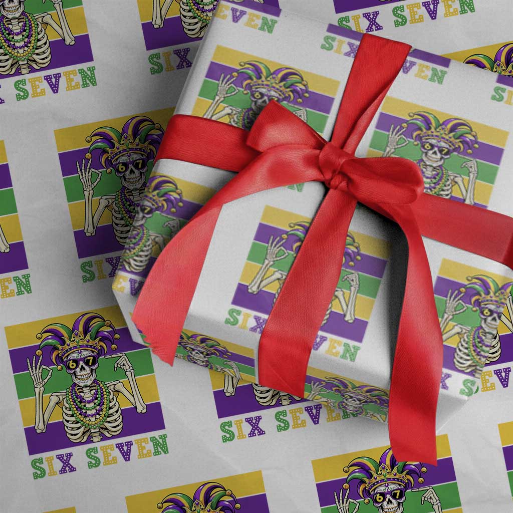 Funny Mardi Gras Skeleton Wrapping Paper Roll Six Seven Meme