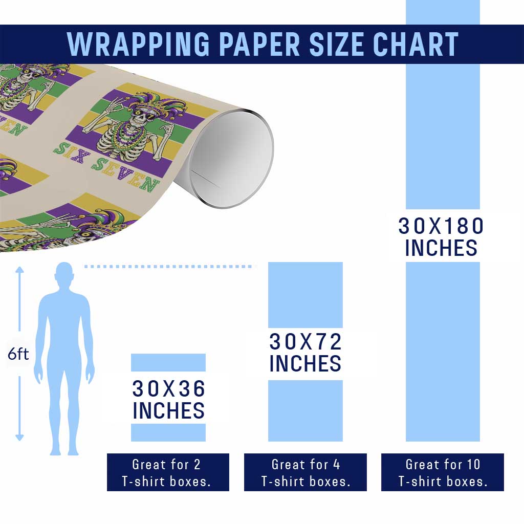 Funny Mardi Gras Skeleton Wrapping Paper Roll Six Seven Meme