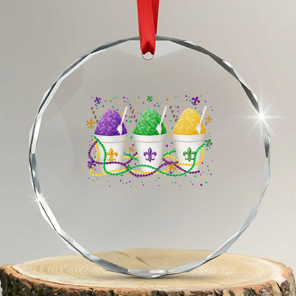 Funny Mardi Gras Snowballs Fat Tuesday Carnival Beads Crystal Glass Ornament
