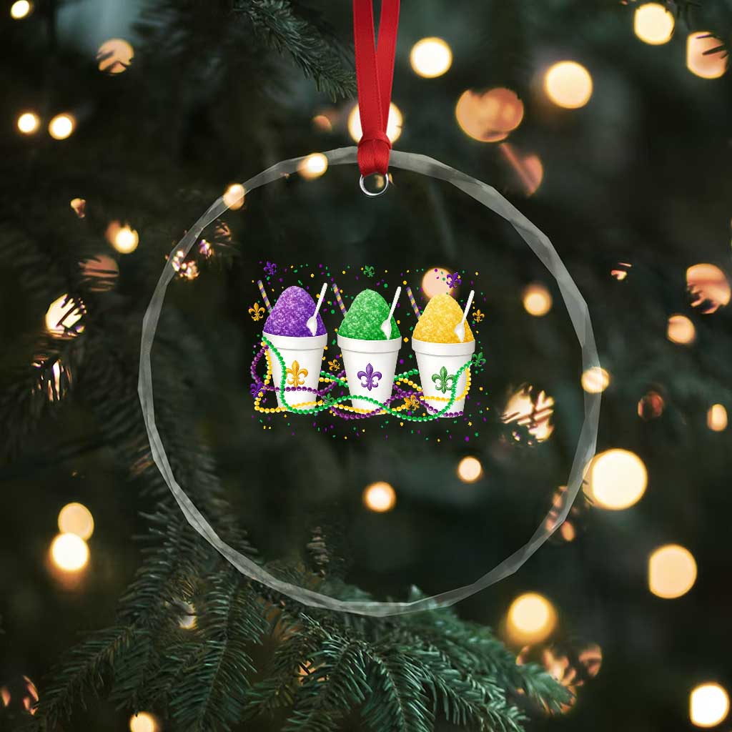 Funny Mardi Gras Snowballs Fat Tuesday Carnival Beads Crystal Glass Ornament