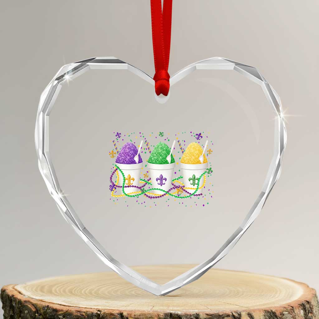 Funny Mardi Gras Snowballs Fat Tuesday Carnival Beads Heart Crystal Glass Ornament
