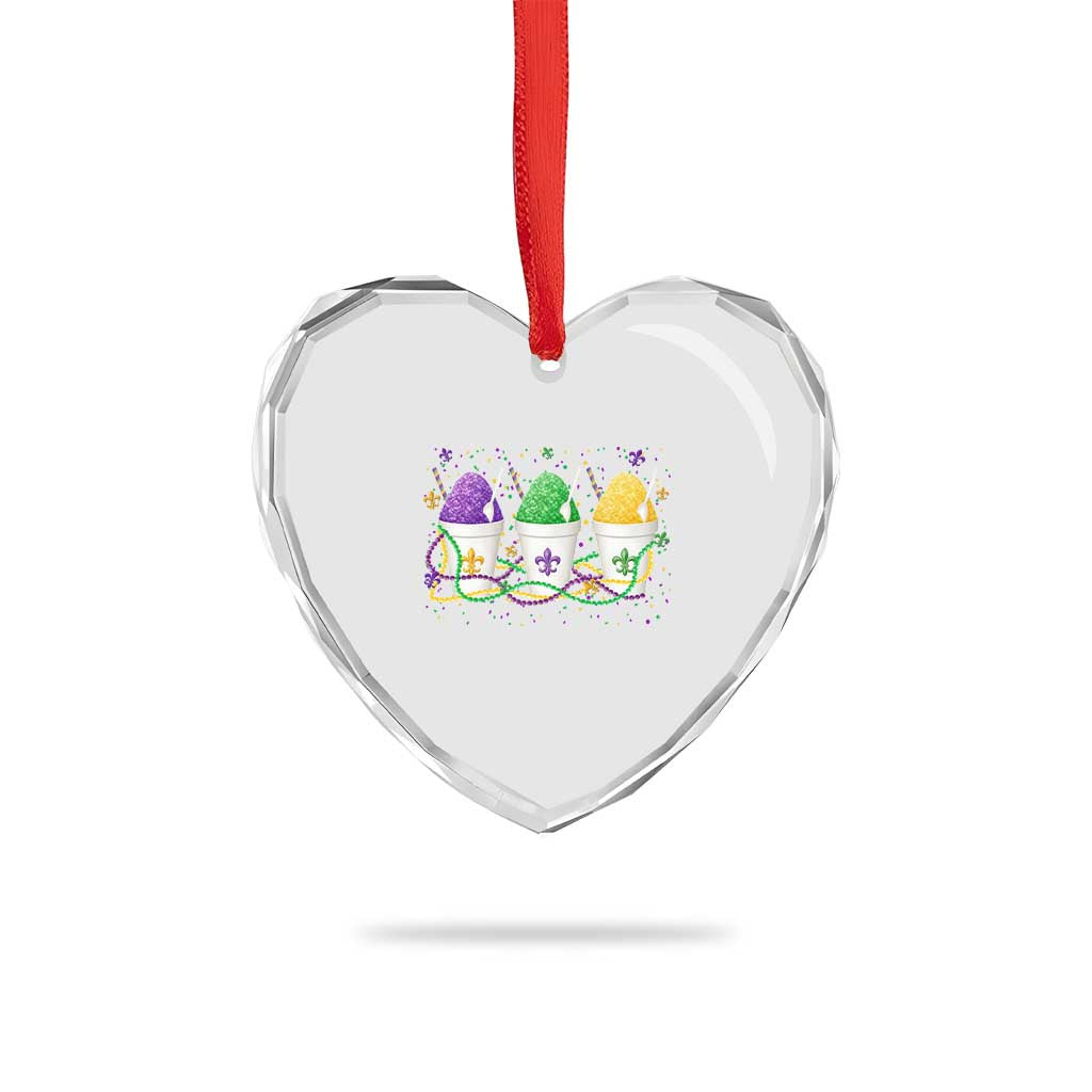 Funny Mardi Gras Snowballs Fat Tuesday Carnival Beads Heart Crystal Glass Ornament