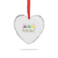 Funny Mardi Gras Snowballs Fat Tuesday Carnival Beads Heart Crystal Glass Ornament