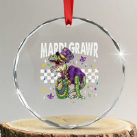 Funny Mardi Gras T-rex Dinosaur Crystal Glass Ornament Mardi Grawr Beads Carnival Party