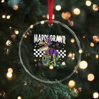 Funny Mardi Gras T-rex Dinosaur Crystal Glass Ornament Mardi Grawr Beads Carnival Party