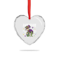 Funny Mardi Gras T-rex Dinosaur Heart Crystal Glass Ornament Mardi Grawr Beads Carnival Party