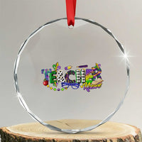 Funny Mardi Gras Teacher Krewe Crystal Glass Ornament Parade Carnival School Beads