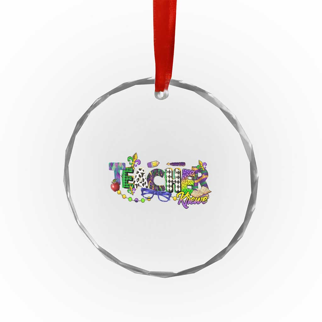Funny Mardi Gras Teacher Krewe Crystal Glass Ornament Parade Carnival School Beads