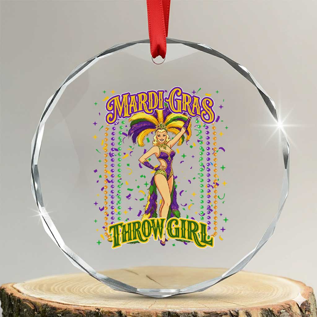 Funny Mardi Gras Throw Girl Crystal Glass Ornament New Orleans Carnival Beads
