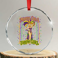Funny Mardi Gras Throw Girl Crystal Glass Ornament New Orleans Carnival Beads