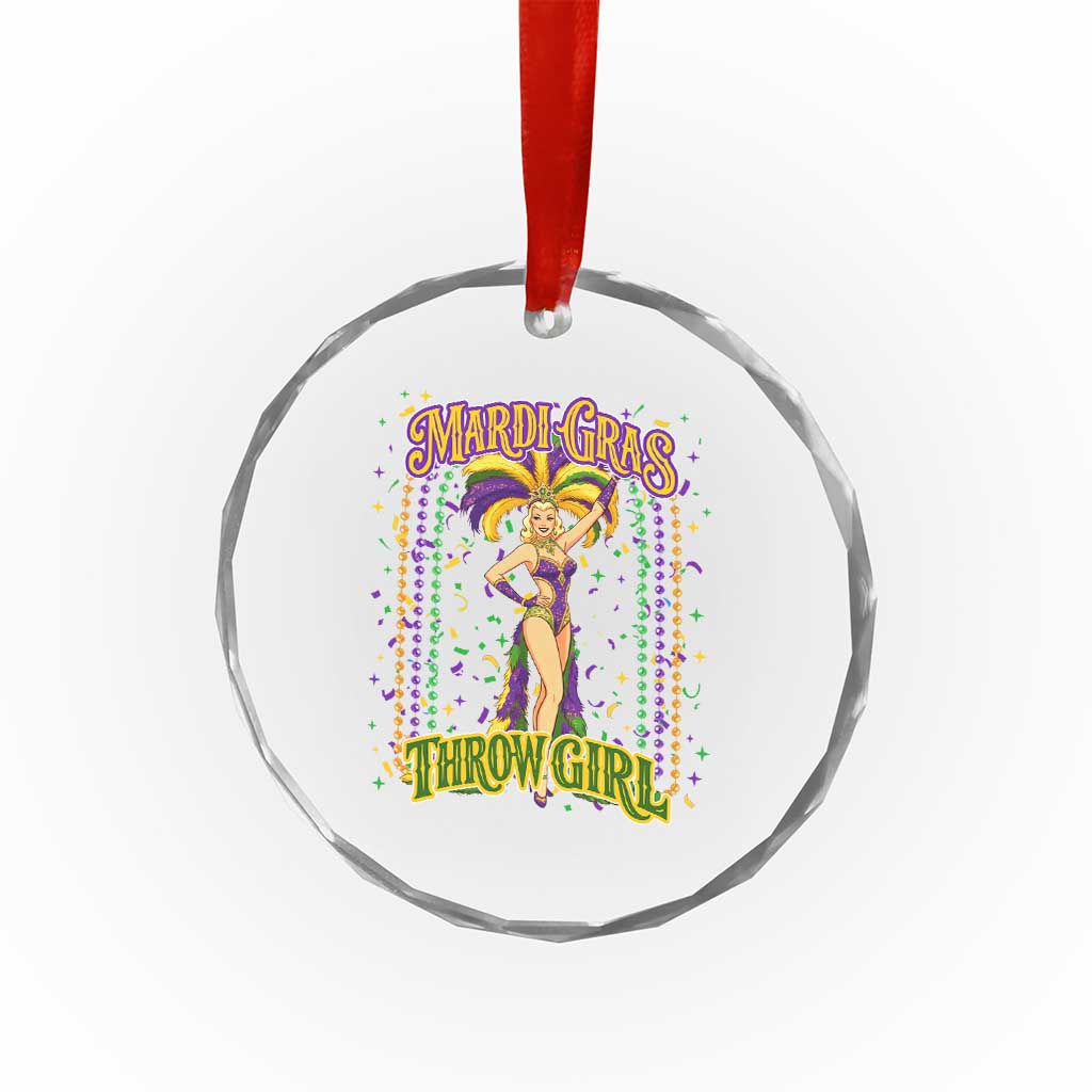 Funny Mardi Gras Throw Girl Crystal Glass Ornament New Orleans Carnival Beads