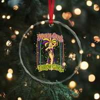 Funny Mardi Gras Throw Girl Crystal Glass Ornament New Orleans Carnival Beads