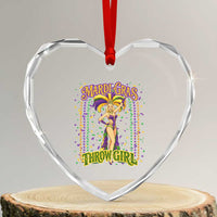 Funny Mardi Gras Throw Girl Heart Crystal Glass Ornament New Orleans Carnival Beads