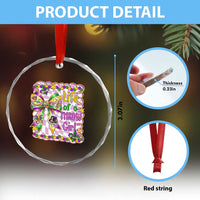 Funny Mardi Gras Throw Girl Life Crystal Glass Ornament Coquette Bow Carnival