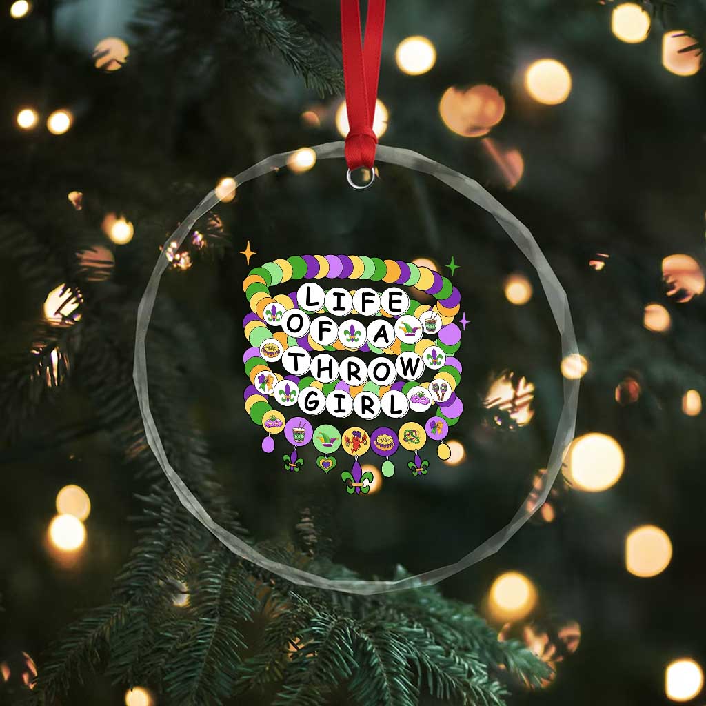 Funny Mardi Gras Throw Girl Life Crystal Glass Ornament Friendship Bracelet Beads