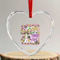 Funny Mardi Gras Throw Girl Life Heart Crystal Glass Ornament Coquette Bow Carnival