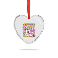 Funny Mardi Gras Throw Girl Life Heart Crystal Glass Ornament Coquette Bow Carnival