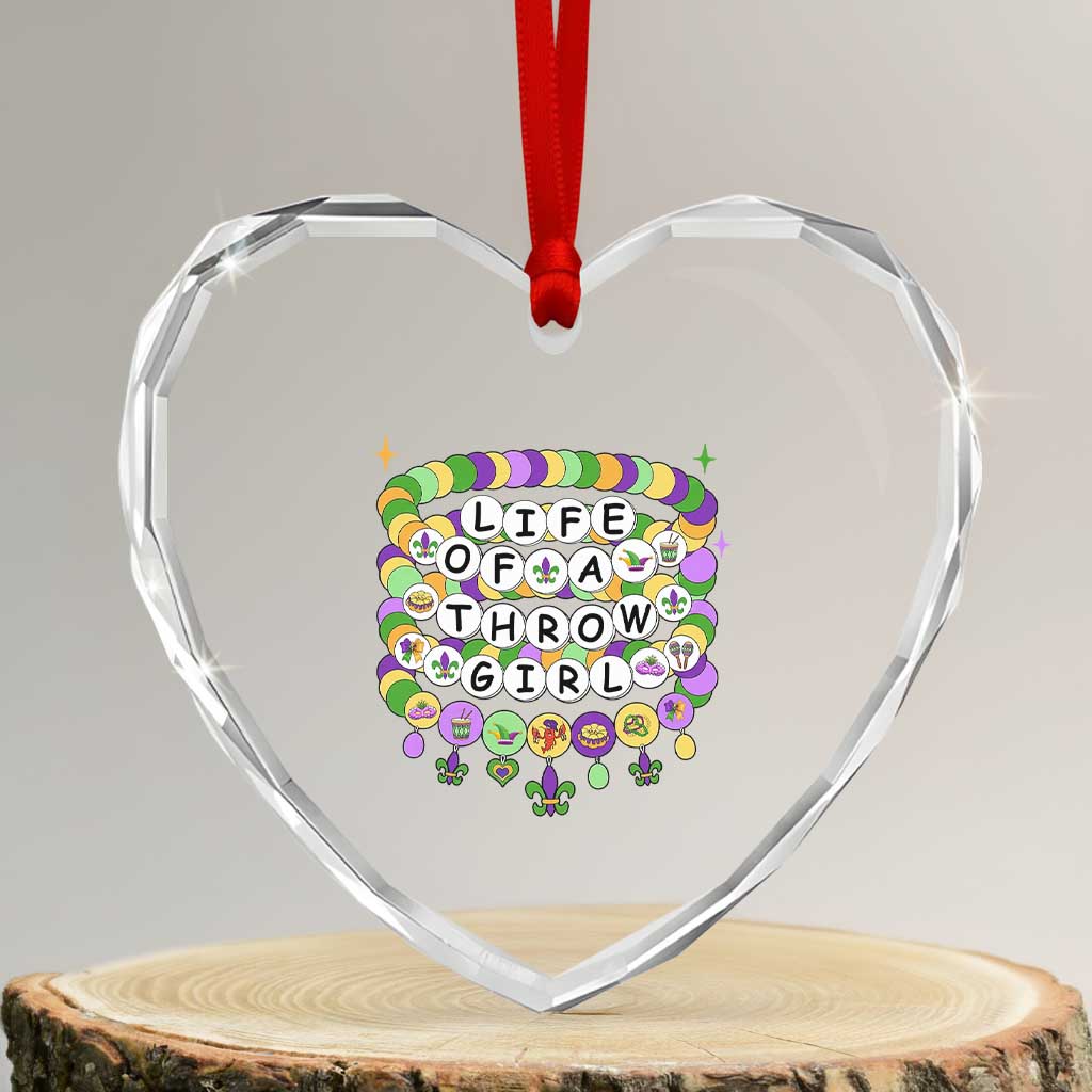Funny Mardi Gras Throw Girl Life Heart Crystal Glass Ornament Friendship Bracelet Beads
