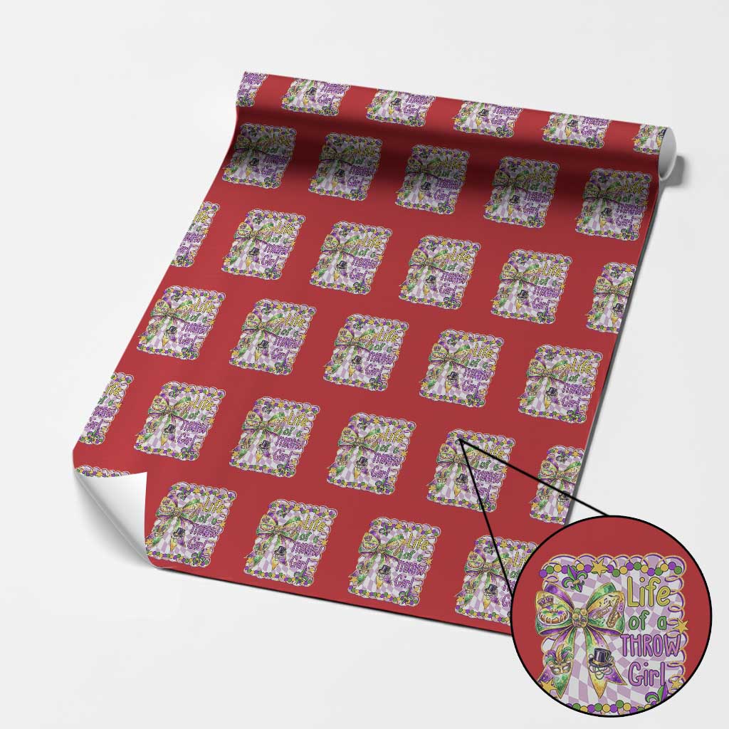 Funny Mardi Gras Throw Girl Life Wrapping Paper Roll Coquette Bow Carnival